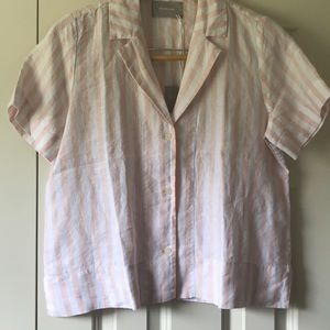 NWT Everlane linen pink striped notch shirt, sz4